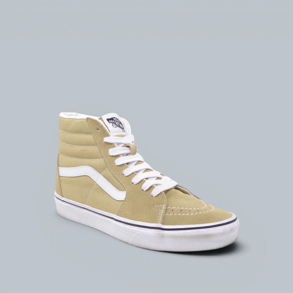 Vans Women Sk8-Hi High Top Sneakers Shoes Tan Suede Canvas Size 8.5